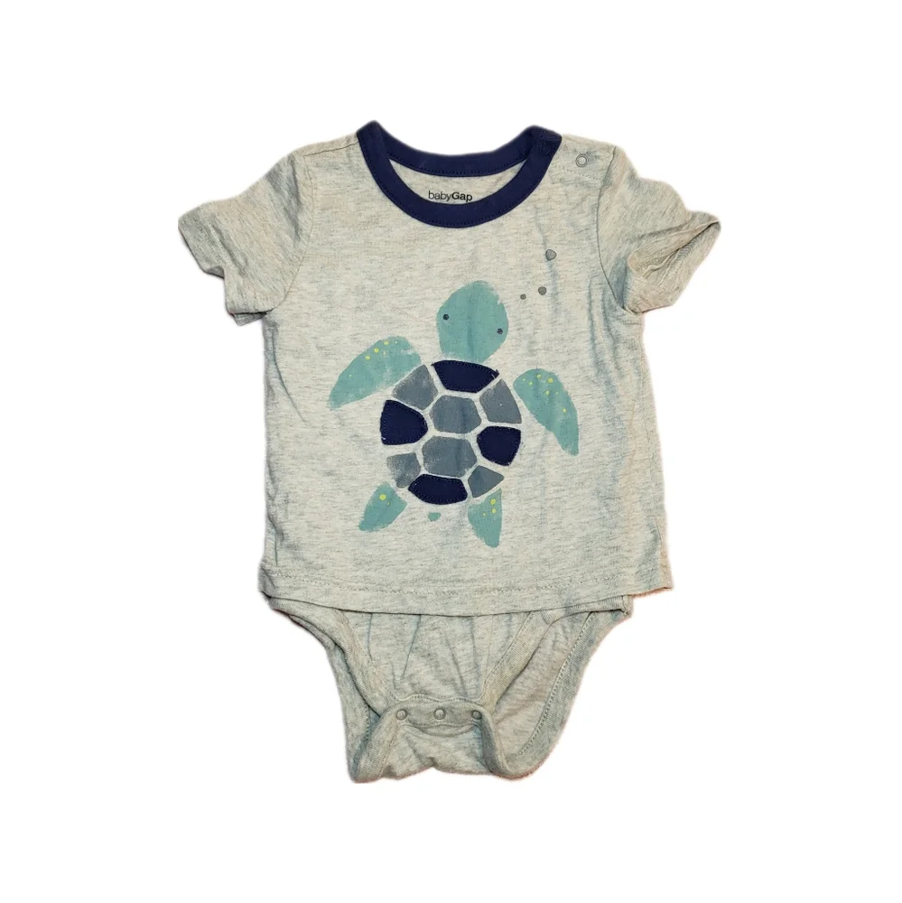 Baby Gap 6-12m Follow Me to the Sea Turtle Short Sleeve Bodysuit